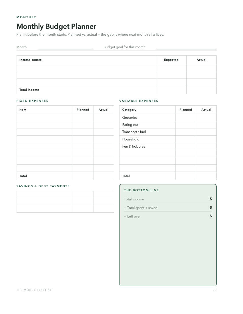 Monthly Budget Planner